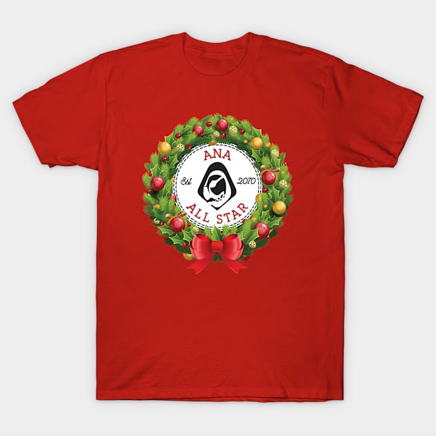 Christmas All Star Overwatch Ana Wreath T-Shirt by Rebus28